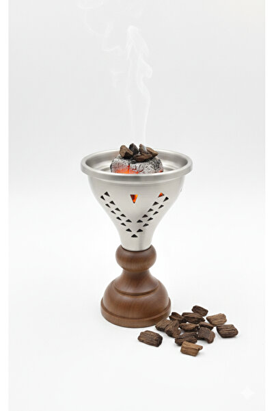 DUX مبخرة فاخرة من الخشب والمعدن - حامل بخور عصري للعود والراتنج، مبخرة مزخرفة