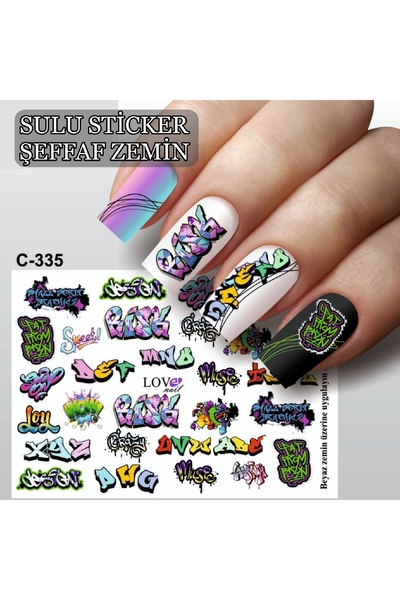 ECLAT TIRNAK STİCKERİ YAZI HARFLAR (SULU TATTOO ÇIKARTMA) ŞEFFAF ZEMİN