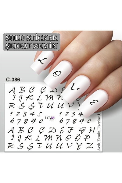 ECLAT TIRNAK STİCKERİ YAZI HARFLAR (SULU TATTOO ÇIKARTMA) ŞEFFAF ZEMİN