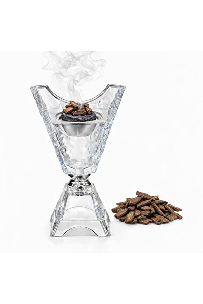 DUX Premium Crystal Glass Bakhoor Burner - Luxury Oud Incense Holder with Sil...