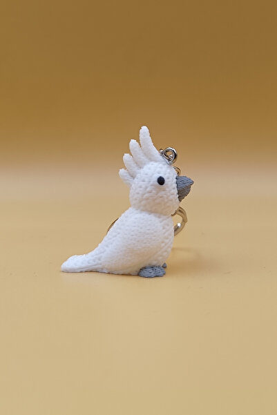 Rodopiva Breloc cu model tricotat Papagal Alb (Plastic)