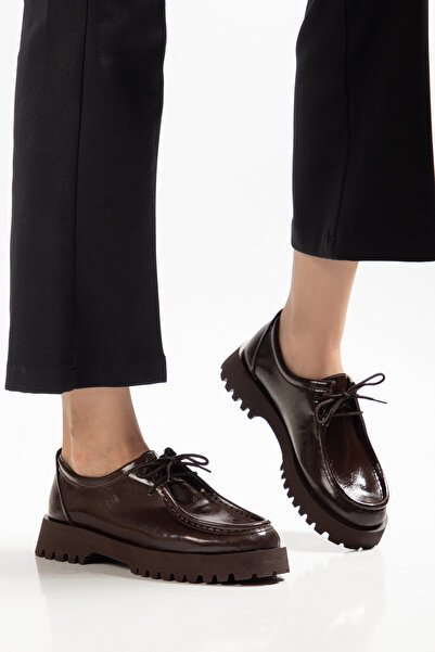 MODA MHS Jisa Women's Thick Sole Lace-Up Detail Leofer Shoes for Daily Wear