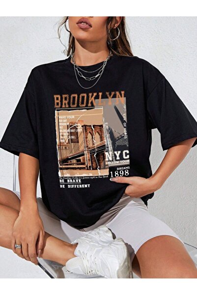 Mythologie Brooklyn NYC T-shirt - Crna Štampano Oversize kroj okrugla kragna ...