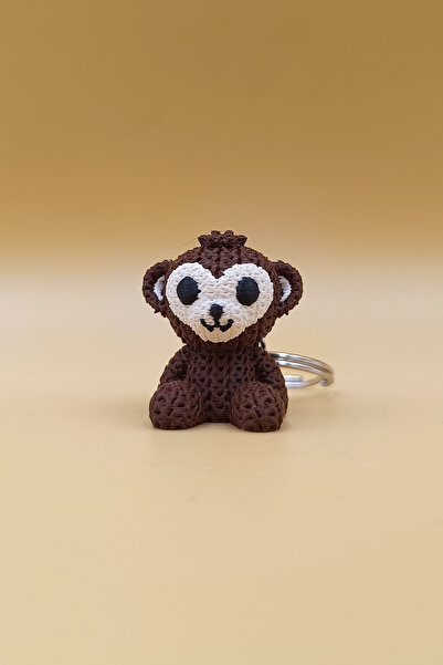 Rodopiva Örgü Desenli Maymun Anahtarlık (Plastik)