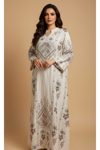 Moda Line Women's shiny jalabiya with patterned print