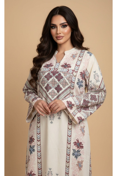 Moda Line Women's shiny jalabiya with patterned print