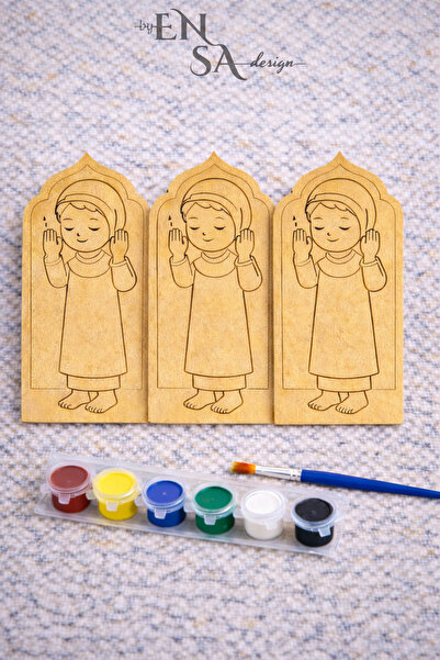 PİNK DESİGN KİTCHEN Namaz Kılan Kız Çocuk Ahşap Boyama Seti – Ramazan Etkinli...