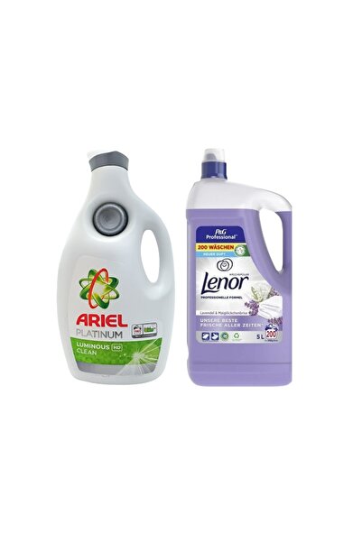 Ariel Platinium liquid laundry detergent, 6.3L + Lenor Lavender 5L