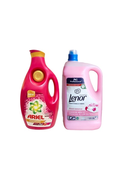 Ariel Premium Liquid Laundry Detergent, 6.3L + Lenor Floral 5L