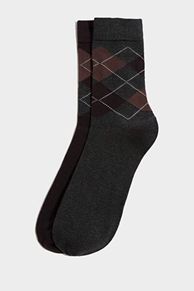 DeFacto Men's Seamless 2-Piece Cotton Long Socks H1506Axns