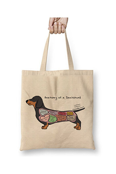 Toyaso Anatomy of a Dachshund Sausage Dog Anatomy Badger Tote Bag Shopping Ba...
