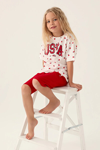 SS HOME CONCEPT Us Polo 1831-g Girl's Heart Shorts Set