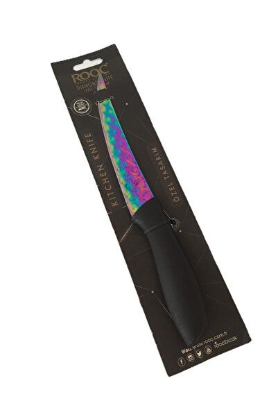 Rooc Titanyum Kaplama Tırtıklı Mutfak Bıçağı & Siyah-23,5 Cm
