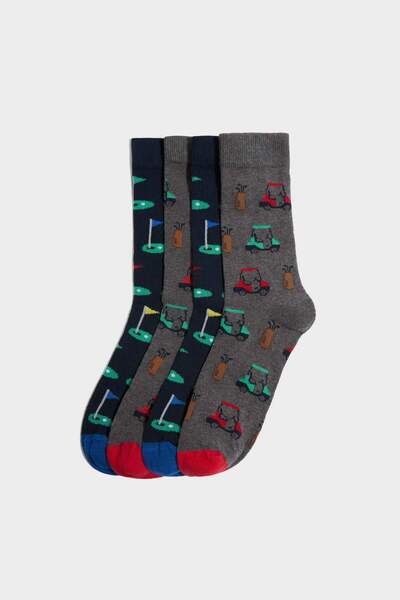 DeFacto Boys' Seamless 4-Piece Cotton Long Socks H1564A8Ns