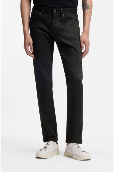 BOSS Men's Slim Fit Fade-Resistant Straight-Leg Black Trousers 50553954-001