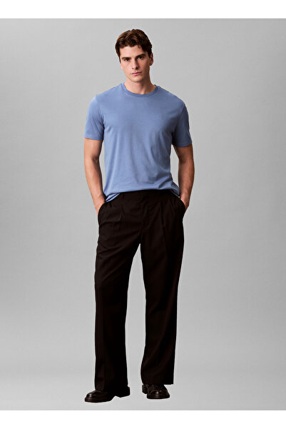 Calvin Klein Mavi Erkek T-Shirt LV04LB275GC4I_SS SUPIMA CHEST EMB C