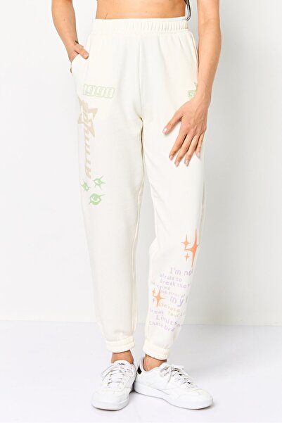 Don't Call Me Jennyfer Women Regular Fit Graphic Print Jogger Pants, Off White