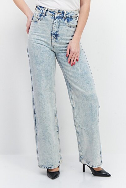 Don't Call Me Jennyfer Women Wide Leg Washed Denim Jeans, Blue