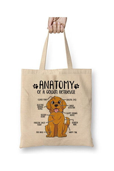 Toyaso Anatomy of a Golden Retriever Anatomy Dogs Dog Tote Bag Long Handle Sh...