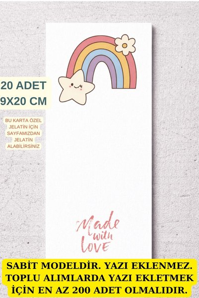 Emtory Gift 20 Adet Toka Kartı - 9x20 cm - Paketleme Kartı - Kesik Yoktur - K...