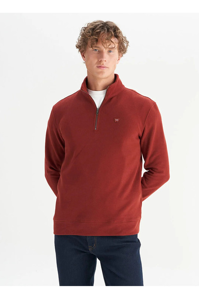 WRANGLER Dik Yaka Bordo Erkek Sweatshırt TW2520532810 Bordo Sweatshirt