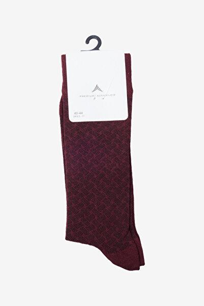 ALTINYILDIZ CLASSICS Men's Burgundy Soft Textured Patterned Single Socks