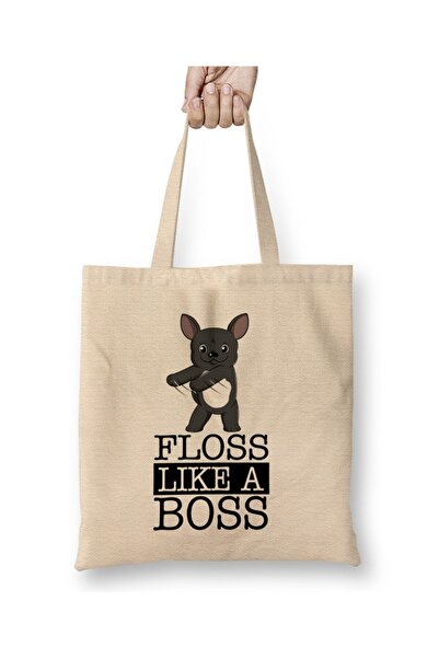 Toyaso French Bulldog Floss Like a Dog White Tote Bag Long Handle Shopping Ba...