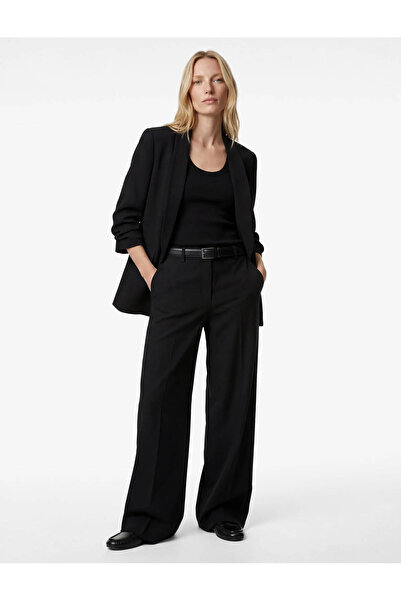 Koton Şal Yaka Siyah Kadın Blazer Ceket 6SAK50004UW