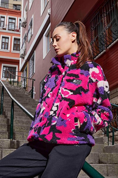 Kappa Authentic Neplina Kadın Bordo-Lacivert Regular Sherpa Mont