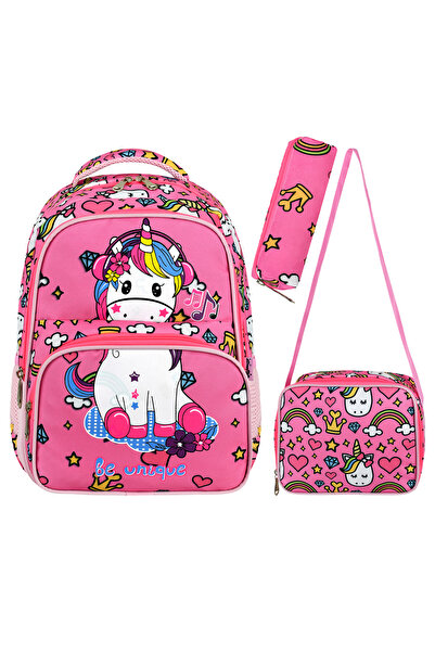 Roxy Unicorn Desenli 3lü Okul Seti Su Geçirmez Çanta Termal Beslenme Kalemlik...