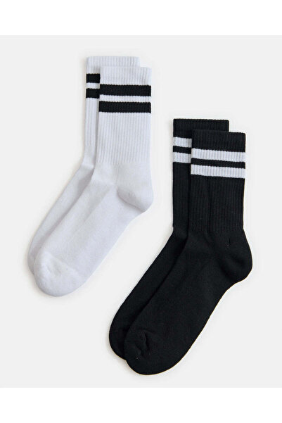 REDTAG جوارب رجالية سوداء بطول الكاحل (زوجان)