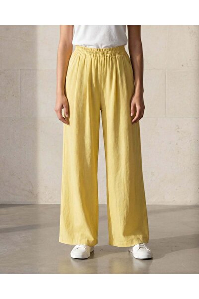 REDTAG Wome Yellow Wide Leg Trousers