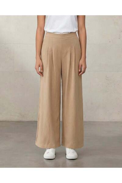 REDTAG بنطلون نسائي أرجل واسعة باللون البيج