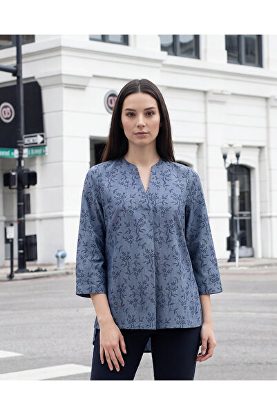 REDTAG Women Navy Printed Woven Blouse