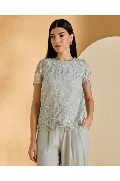 REDTAG Women Grey Lace Blouse