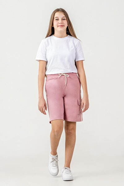 Mışıl Kids Kargo Cepli Cep Kapağı Baskılı Yanlar Biyeli Kız Çocuk Şort