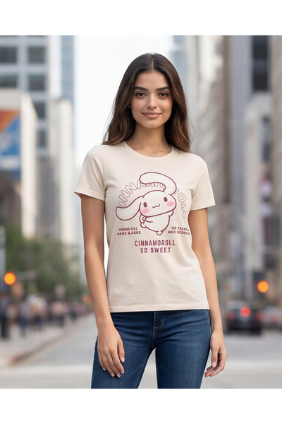 REDTAG تي شيرت نسائي مطبوع باللون البيج