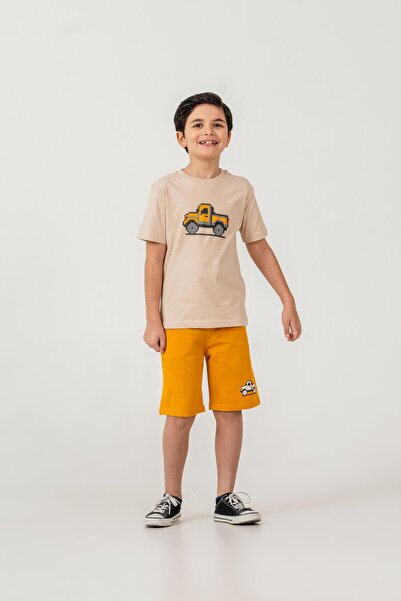 Mışıl Kids Top Front Middle Printed Bottom Left Leg Printed Boys' Shorts - T-...