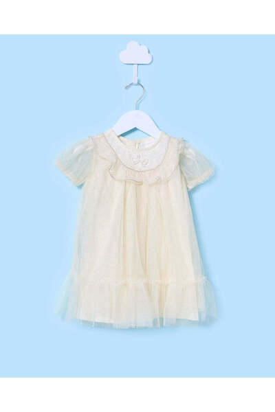 REDTAG Infant Girls Yellow Plain Casual Dress
