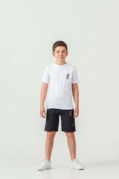 Mışıl Kids شورت للأولاد مطبوع من الأمام مع أزرار سفلية مطبوعة على الساق اليسر...