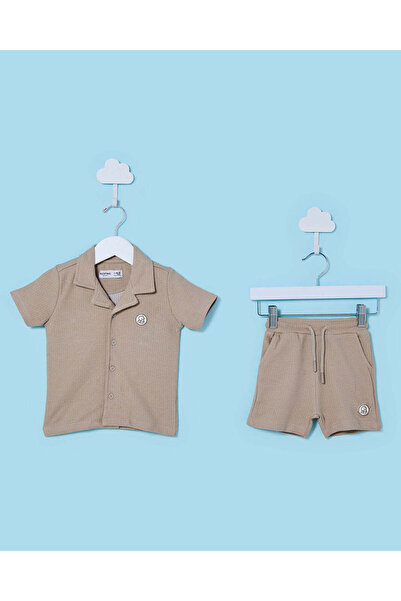 REDTAG Infant Boys Brown Ribbed Casual Set (2 Piece)