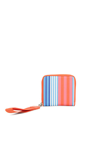 Dıvarese Pembe Çizgili Suni Kadın Cüzdan