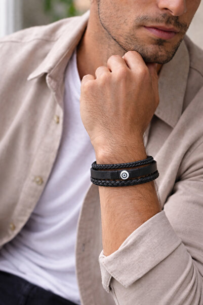 HER ŞEY NOTA www.herseynota.com سوار نوير شيلد للرجال من الجلد الطبيعي - تصمي...