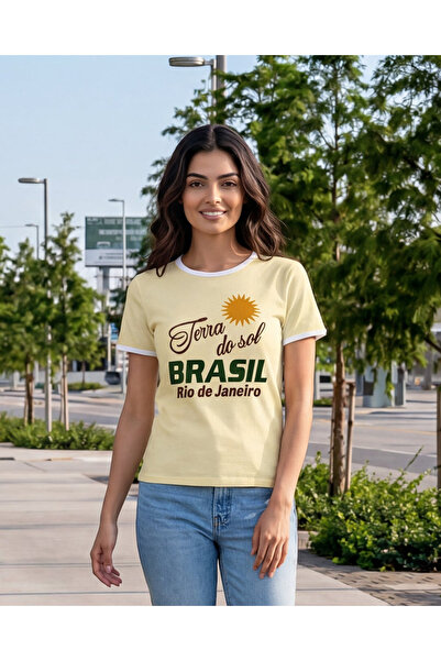 REDTAG Women Yellow Printed T-Shirt