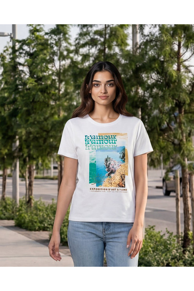 REDTAG Women White Printed T-Shirt