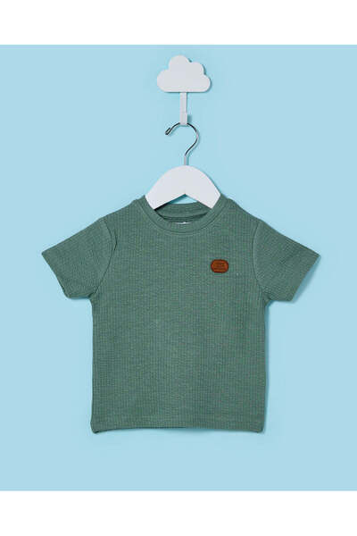 REDTAG Infant Boys Green Jacquard T-Shirt