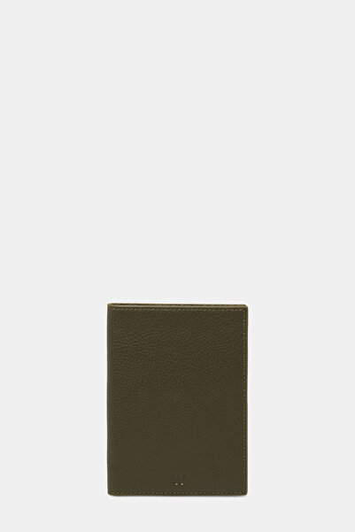 W Collection Khaki Leather Passport Holder