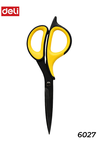 Deli 6027 184mm Stainless Steel Scissors with Ergonomic Non-Slip Handle Black...