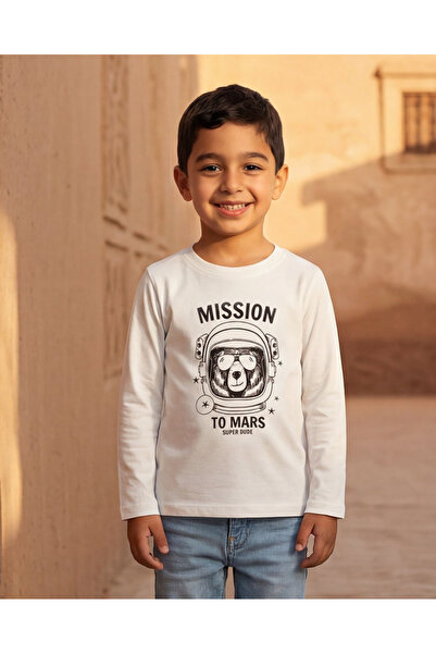 REDTAG Boys Cream Mission To Mars Print T-Shirt