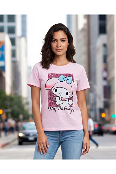 REDTAG تي شيرت نسائي وردي مطبوع